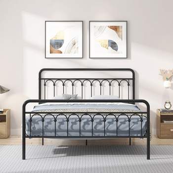 Queen Size Modern Style Bed Frame Large Under-bed Storage Space Sturdy Metal Frame Platform Bed (No Box Spring Needed)