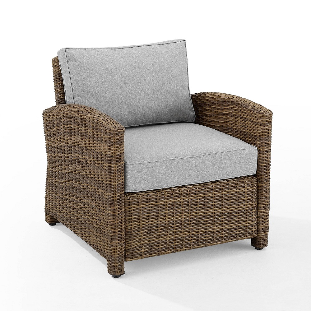 Photos - Garden Furniture Crosley Bradenton Outdoor Wicker Arm Chair - Gray/Weathered Brown  