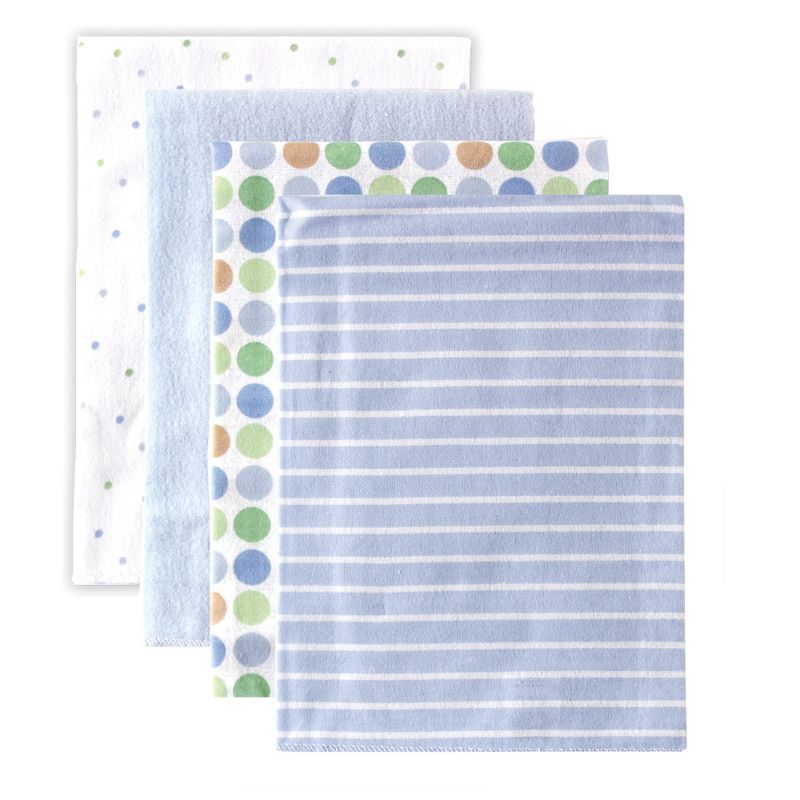 Luvable Friends Baby Boy Cotton Flannel Receiving Blankets, Blue Polka Dot, One Size, 1 of 4