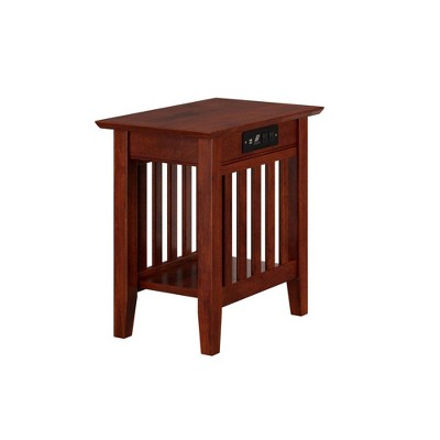 Mission Chair Side Table with Charger - Walnut - Atlantic Furniture