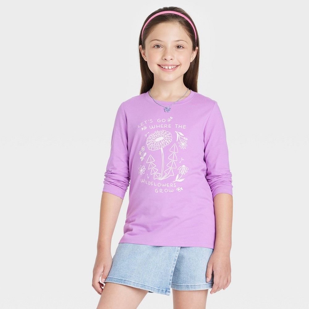 Girls' 'Wildflower' Long Sleeve T-Shirt - Cat & Jack Purple S