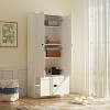 Famapy Freestanding Wardrobe with Adjustable Shelves & Bottom Drawer,Armoire Closet Clothing Organizer,Bedroom/Entryway Storage Cabinet - 2 of 4