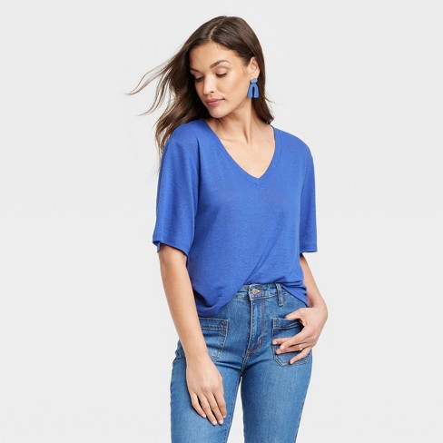 Women's Linen Boxy Short-sleeve T-shirt - Thread™ : Target