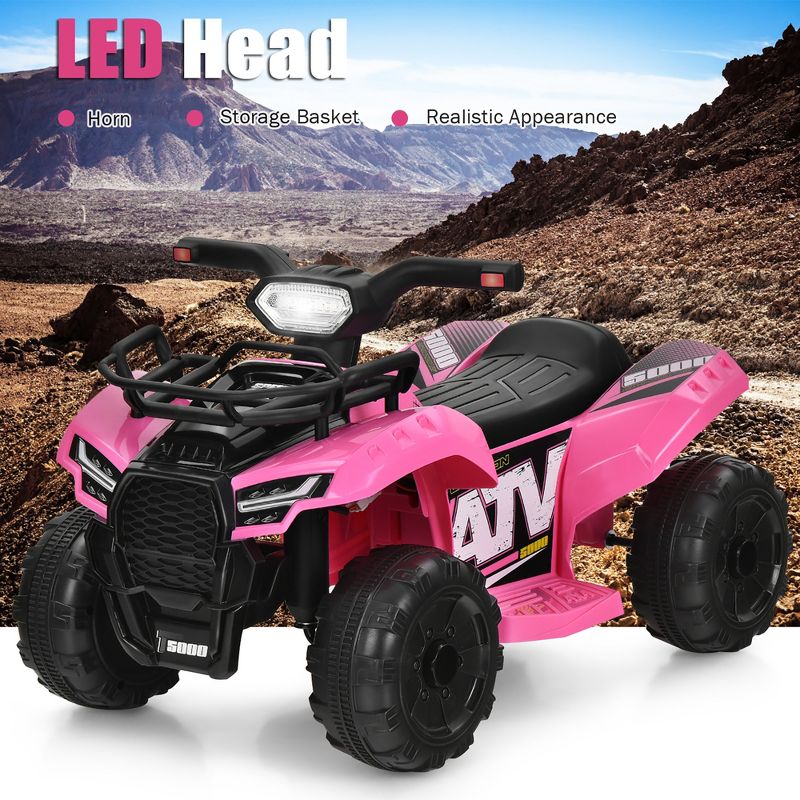 Costway 6V Kids ATV Quad Electric Ride On Car Toy Toddler with LED Light MP3, 4 of 11