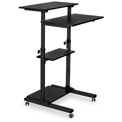 Mount-It! 27.5"W Mobile Height Adjustable Desk Black Plastic/Steel MI-7940-BLACK