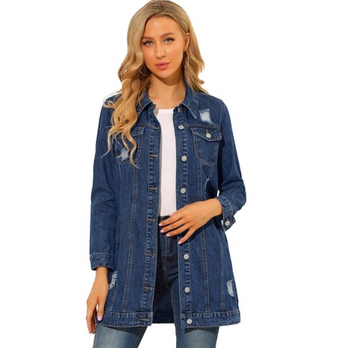 Distressed denim jacket store target