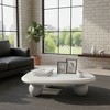 FurnitureR Modern White MDF Coffee Table with Sculptural Rounded Legs, Minimalist Cream Center Table for Contemporary Living Rooms - 2 of 4