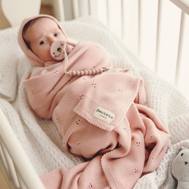 Luxury 100% Organic Cotton Pointelle Baby Receiving Swaddle Blanket for Infants Boys and Girls, 4 of 10