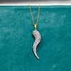 Ross-Simons 0.25 ct. t.w. Pave Diamond Italian Horn Pendant Necklace in 18kt Gold Over Sterling - 3 of 4