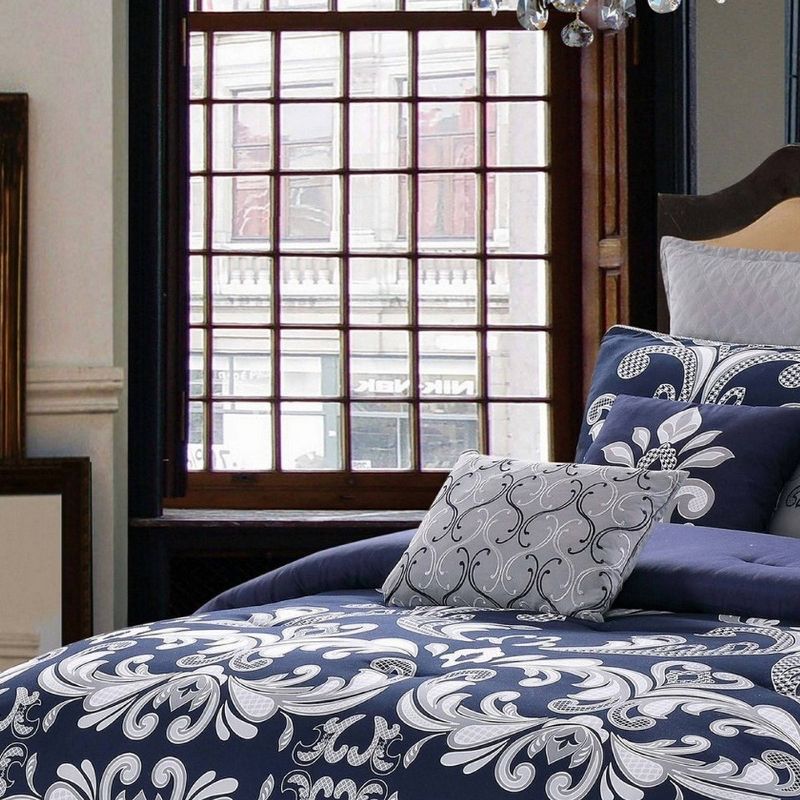 Dolce Comforter Set Navy/Silver - Style 212, 5 of 7