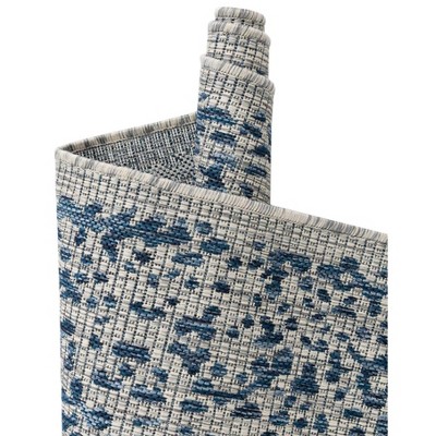 Elysian Blue 7' x 10' Flat Woven Synthetic Outdoor Rug