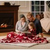 Chanasya Fleece Faux Shearling Red White Holiday Snowflake Throw Blanket - (50x65 Inches) - 3 of 4