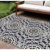 Black Ivory And Gray Floral Medallion Washable Indoor Outdoor Area Rug - 2 of 4