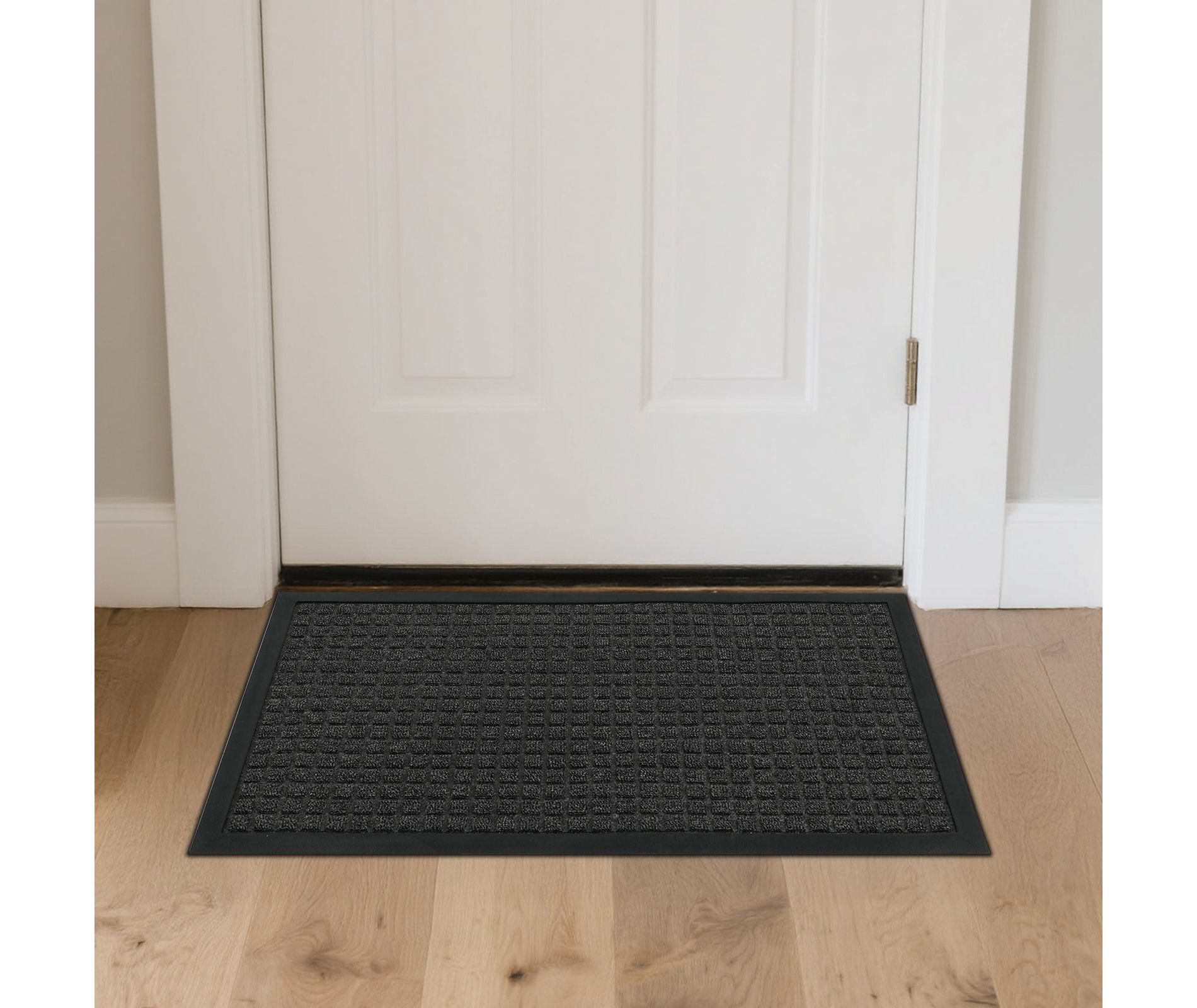 ROVSUN Front Door Mat, Absorbent Muddy Dirt Resist Welcome Floor Mats for Indoor Outdoor Entrance Porch, Gray