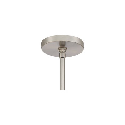 Elegant Brushed Nickel 23" Drum Pendant with Silver Organza and White Linen Shade