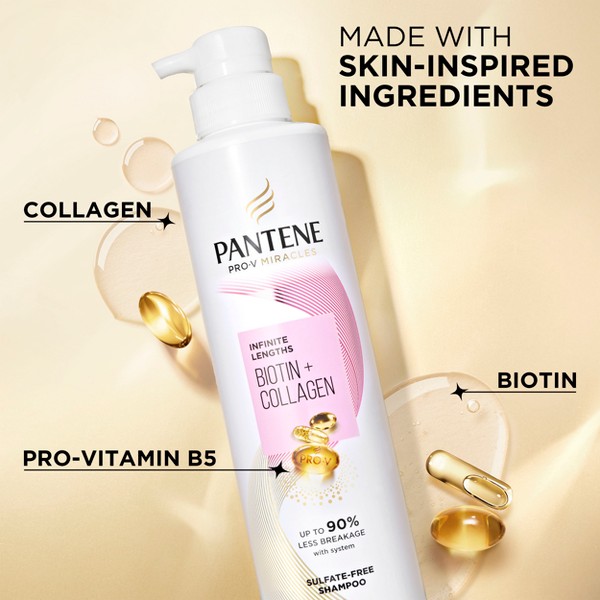 Pantene Pro-V Miracles Infinite Lengths Biotina + Colágeno Champú Sin Sulfatos - 13.5 fl oz: Crecimiento Capilar, Limpieza Básica, Fortalecimiento 7