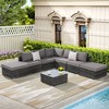 Sapphtopaz Patio Furniture Set Wicker Outdoor Chairs Sectional Sofa with Cushions and Coffee Table for Outdoor, Garden, Terrace - 3 of 4