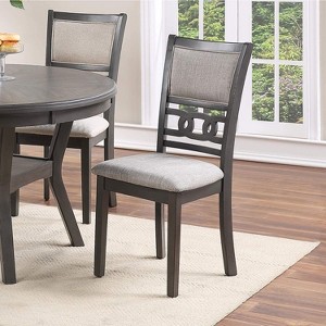 DOMETOUR Dining Room Furniture Grey Finish Set of 2 Side Chairs Cushion Seats Unique Back Kitchen Breakfast Chairs - 1 of 4