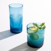 Bloomhouse Lyon Sky 8 Piece Hand Made 18 oz Colored Glass Tumbler Set w/ Coasters - 3 of 4