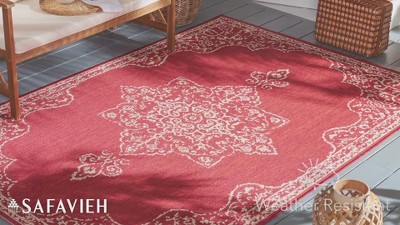 Cream and Aqua Synthetic Non-slip Runner Rug