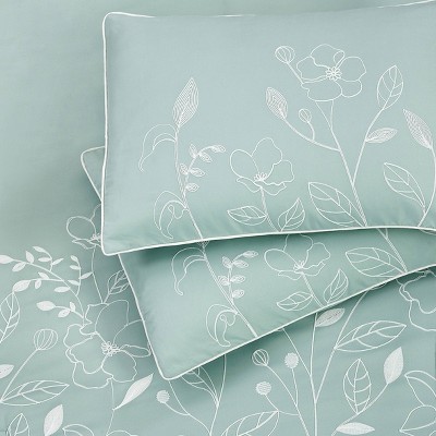 King Sage Microfiber 7-Piece Comforter Set with Floral Embroidery