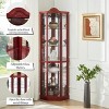 TIRAMISUBEST Corner Glass Cabinet Lighted Curio Cabinet Corner Display Case for Living Room - Mobile Lateral Filing Cabinet, Locking Wheels, - 3 of 4