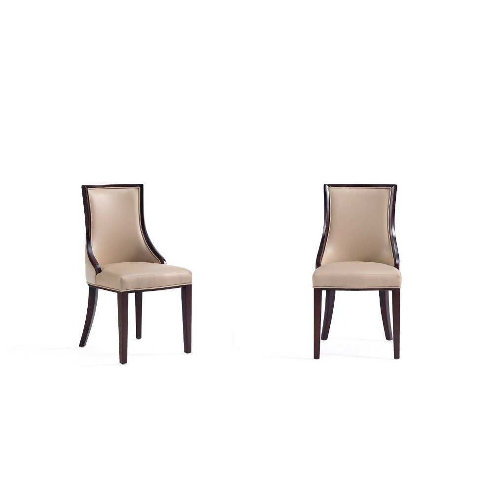 Set of 2 Grand Faux Leather Dining Chairs Tan - Manhattan Comfort