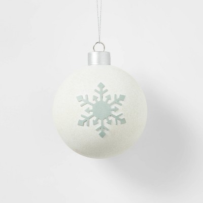 Metal Round with Printed Snowflake Christmas Tree Ornament White - Wondershop™