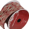Northlight Brown and Red Glittered Christmas Wired Craft Ribbon 2.5" x 10 Yards - 2 of 3