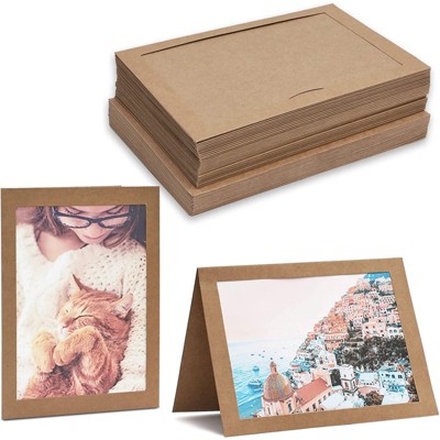 36-Pack Kraft Photo Insert Note Cards - Includes Paper Picture Frames and Envelopes - Kraft Paper Photo Mats, Photo Insert Greeting Cards, Holds 5x7"