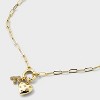 14K Gold Dipped Cubic Zirconia Puffy Heart Charm Initial Necklace - A New Day™ Gold - 4 of 4