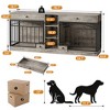 Dog Crate Furniture for 2 Dogs, Dog Kennel Indoor with Storage and Feeding Bowls, Double Dog Crate TV Stand for Small Medium Dogs - 2 of 4