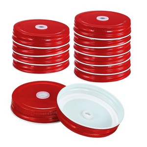 Unique Bargains Regular Leak-Proof Kitchen Storage Mason Jar Lids with Straw Hole 12 Pcs - 1 of 4