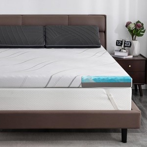Dyonery Extra Firm & Firm Mattress Topper for Pain Relief 4 Inch Full/Queen Size/King with Ice Silk Cover,Cooling Gel+Bamboo High-Density Support - 1 of 4
