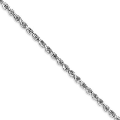 Black Bow Jewelry 2.5mm 14k White Gold Solid Diamond Cut Rope Chain Necklace