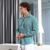 Campus Sutra Men Men's Forest Green & Powder White Pleat-Creased Shirt - 3 of 4