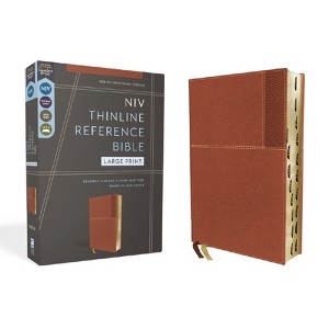 Niv, Thinline Reference Bible (Deep Study at a Portable Size), Large Print, Leathersoft, Brown, Red Letter, Thumb Indexed, Comfort Print - 1 of 1