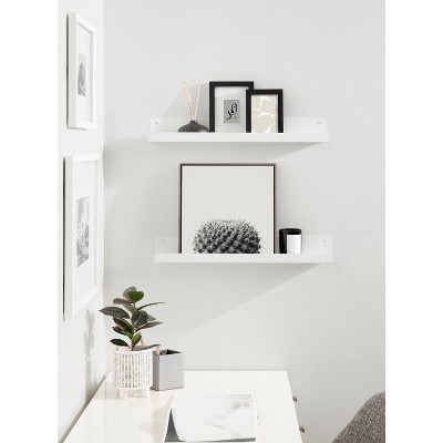 Mezzo White Metal Floating Wall Ledge Shelf Set