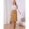 INSPIRE CHIC Women's Faux Suede Elastic High Waist A-line With Pockets Midi Skirt - 4 of 4
