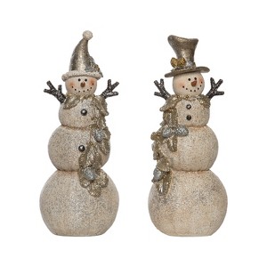 Transpac Resin Tall Metallic Snowman Figurine Set of 2 Christmas Home Decorations - 1 of 1