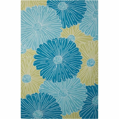 Seafoam Blossom 5&#039; x 7&#039; Hand-Hooked Synthetic Area Rug