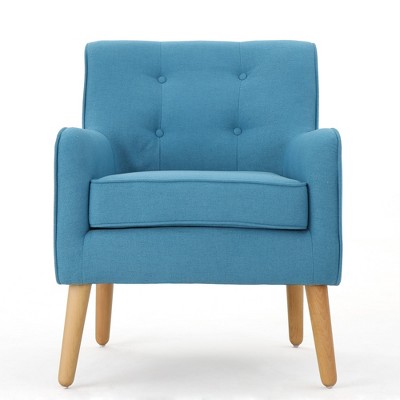 Dexmalle Tufted Accent Chair Fabric Armchair With Rubber Wood Legs