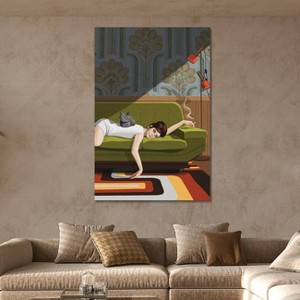 iCanvas Waiting Game by ArtcatIllustrated Canvas Print Wall Art - 1 of 3