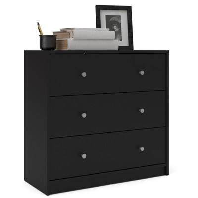 Sleek Portland Black Engineered Wood 3-Drawer Horizontal Dresser