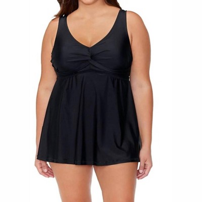 Women's Tranquilo Solid Lucia Swim Dress - Raisins