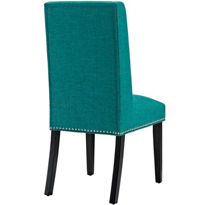High Teal Leather and Wood Upholstered Side Chair