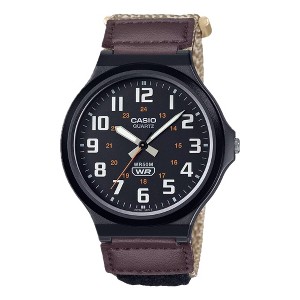 Casio Men’s Cream Dial and Brown Nylon Strap Watch - MW-240B-5BVCF - 1 of 2