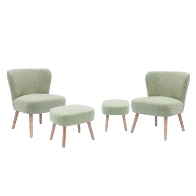WestinTrends 4 Piece Upholstered Boucle Accent Chair and Ottoman Sets