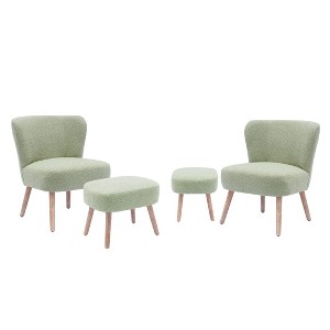 WestinTrends 4 Piece Upholstered Boucle Accent Chair and Ottoman Sets - 1 of 4