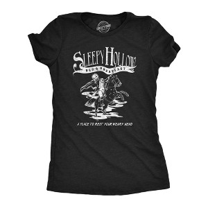 Womens Sleepy Hollow Bed And Breakfast T Shirt Funny Halloween Scary Hotel Inn Joke Tee For Ladies - Crazy Dog Women's T Shirt - 1 of 4